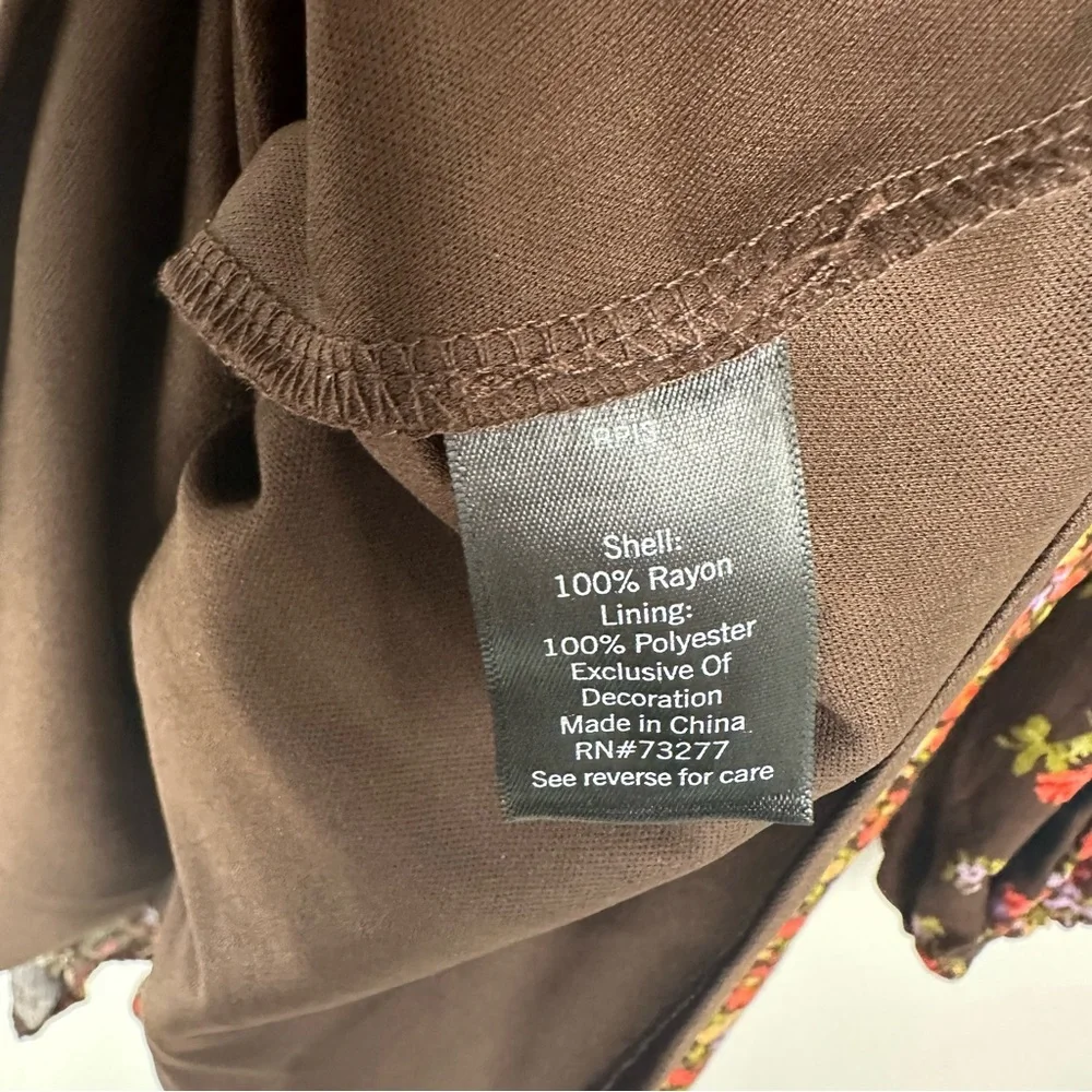 SO‎ Dress Size Medium Brown Ditzy Floral Patchwork Boho Prairie Hippie Smocked